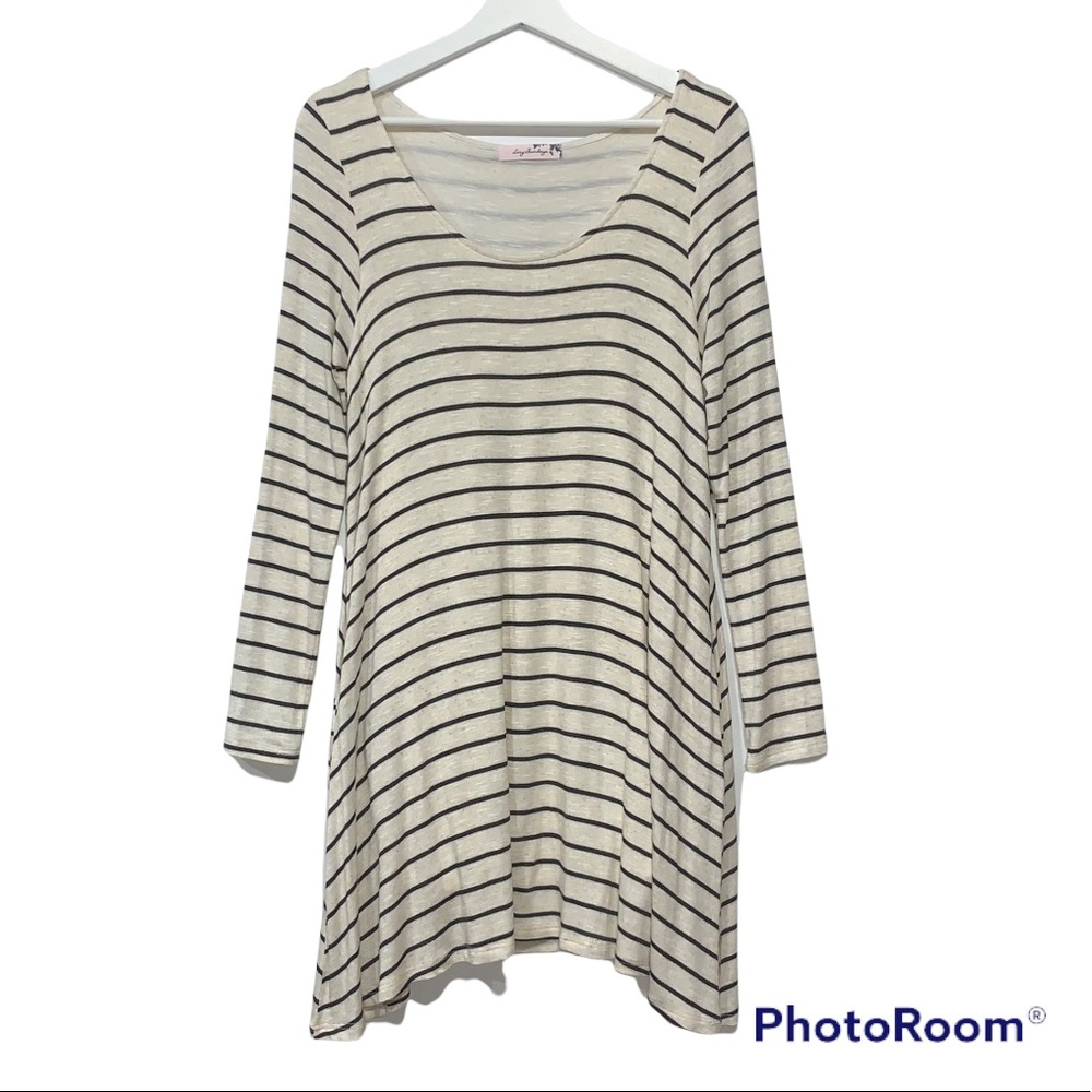 Anthropologie Lazy Sundays Striped Knit Tunic Trapeze Dress Sz S